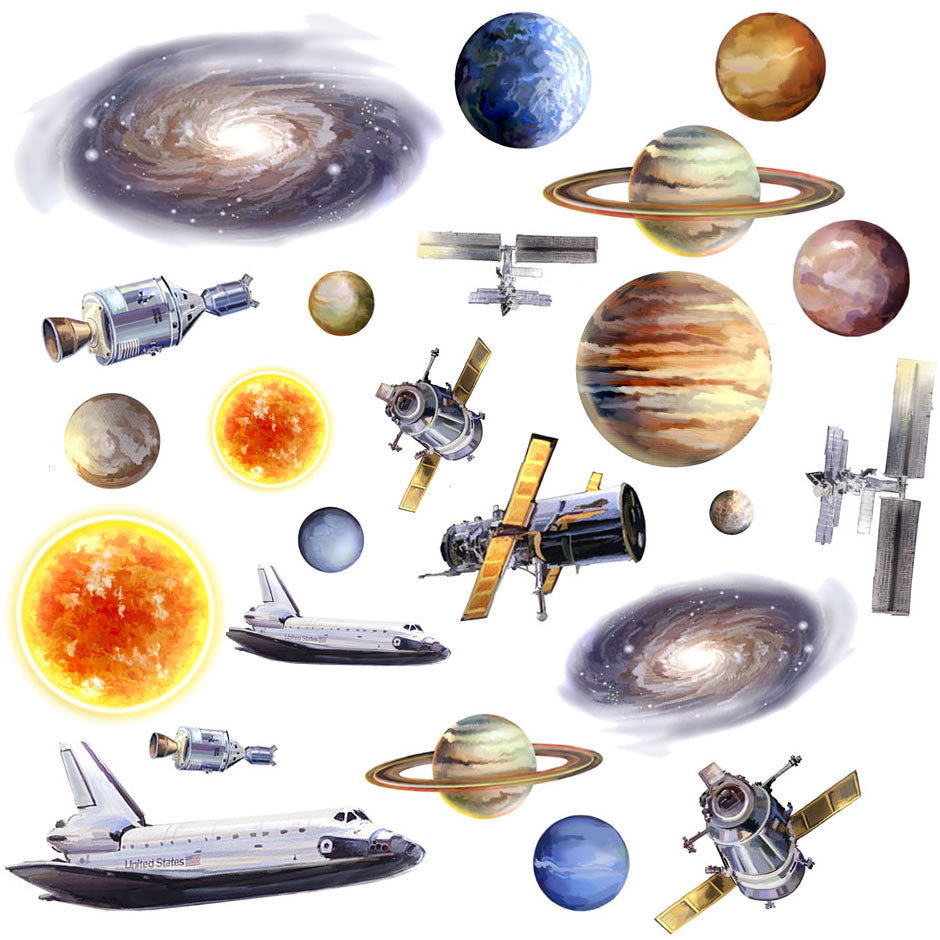 Space travel nursery wall sticker set