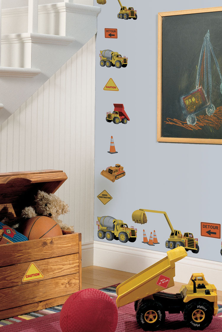 Construction vehicle nursery wall decals