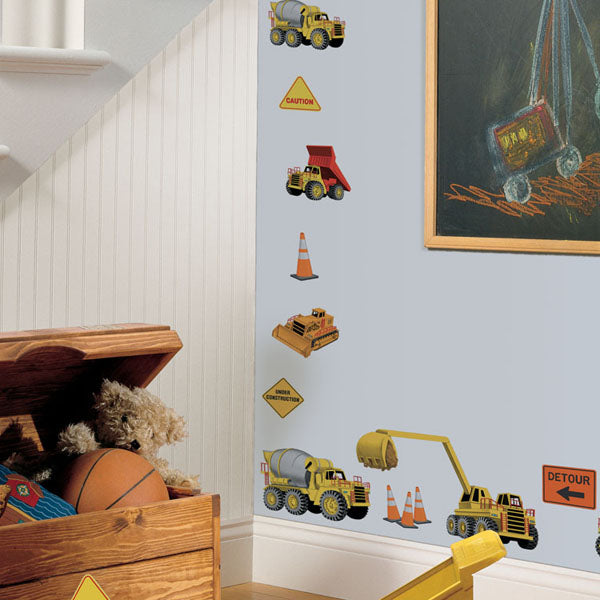Under Construction wall decals in a children’s room