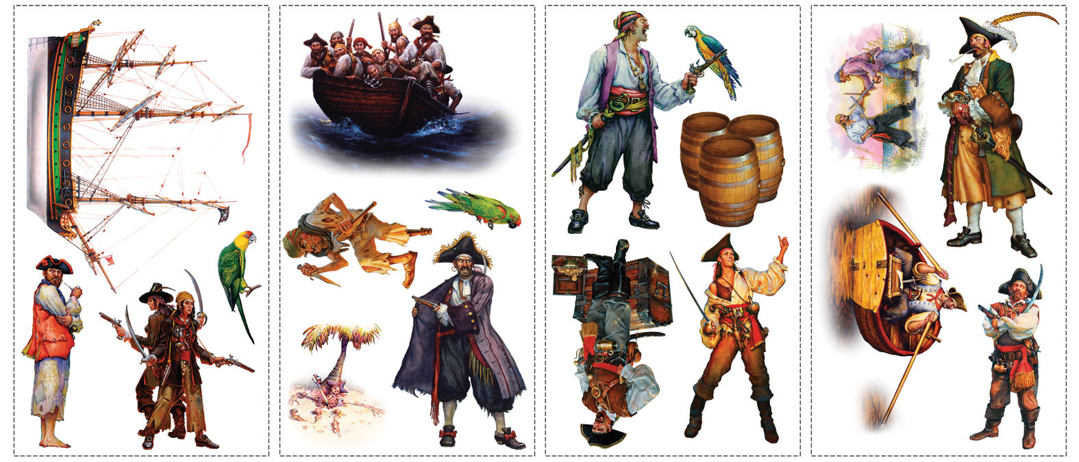 Pirate wall decal set for children