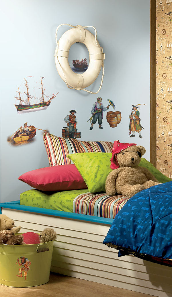 Pirate wall decals in a child’s bedroom