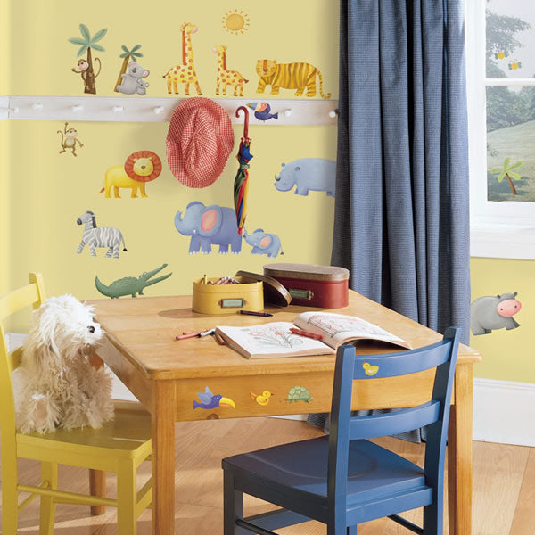 Jungle Adventure wall decals in a nursery room