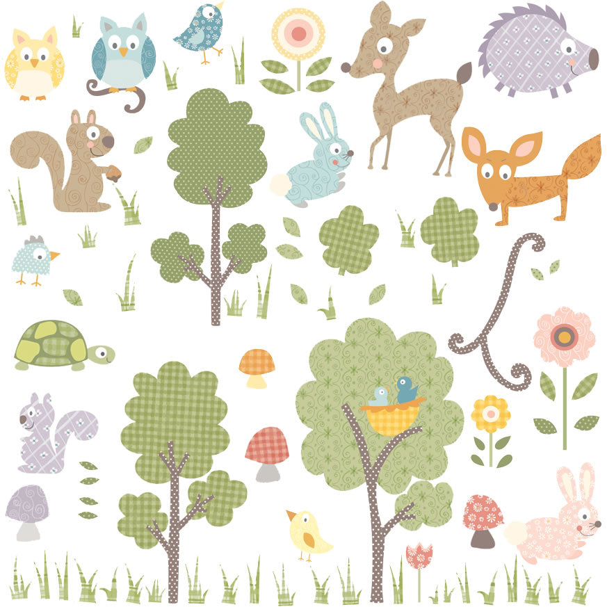 Woodland animal wall decals for children