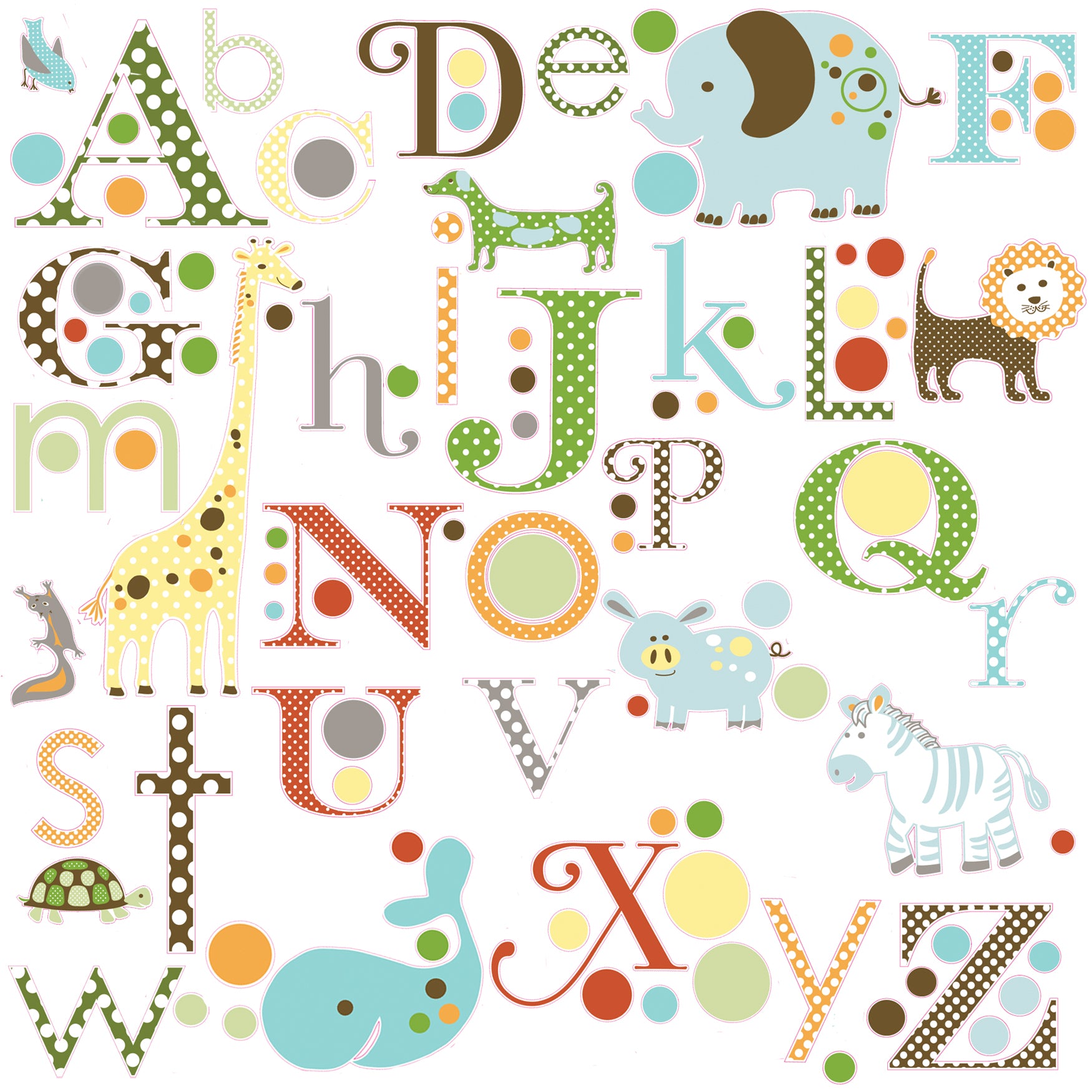 Animal alphabet nursery wall stickers