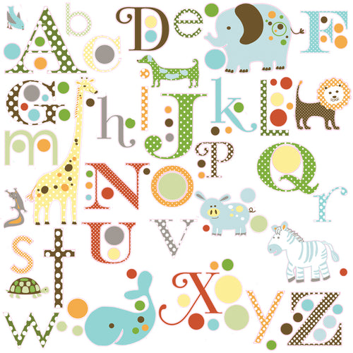 Animal alphabet nursery wall stickers