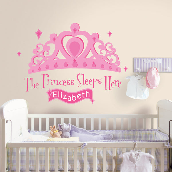 Personalised Princess Sleeps Here giant wall decal