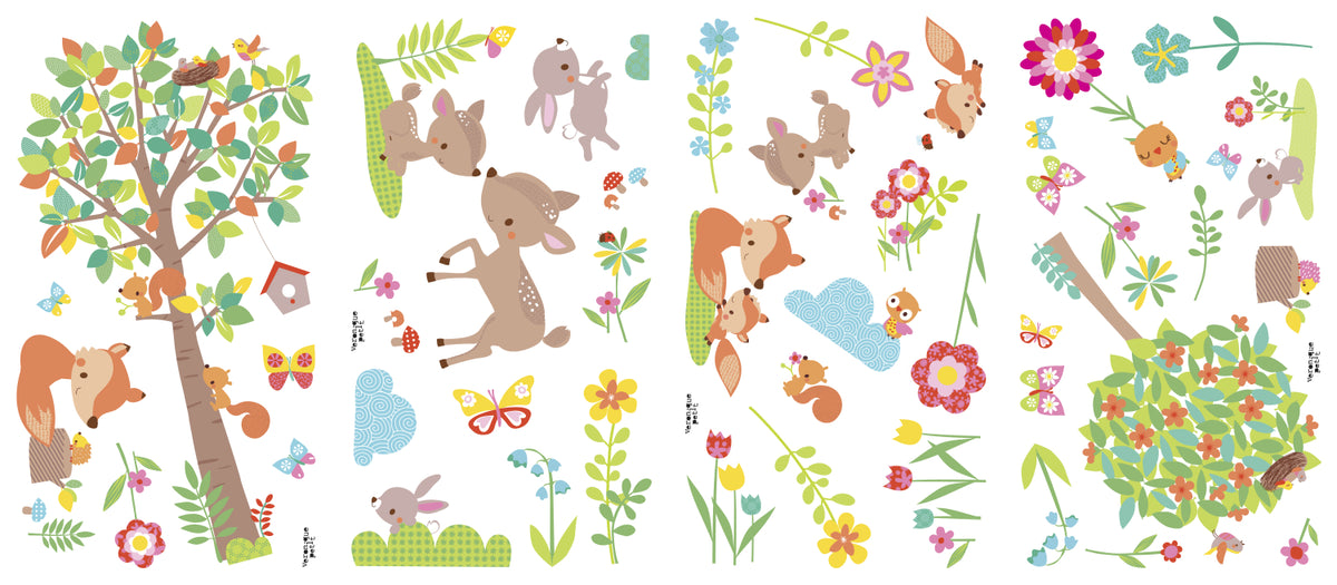 Woodland creature wall sticker set