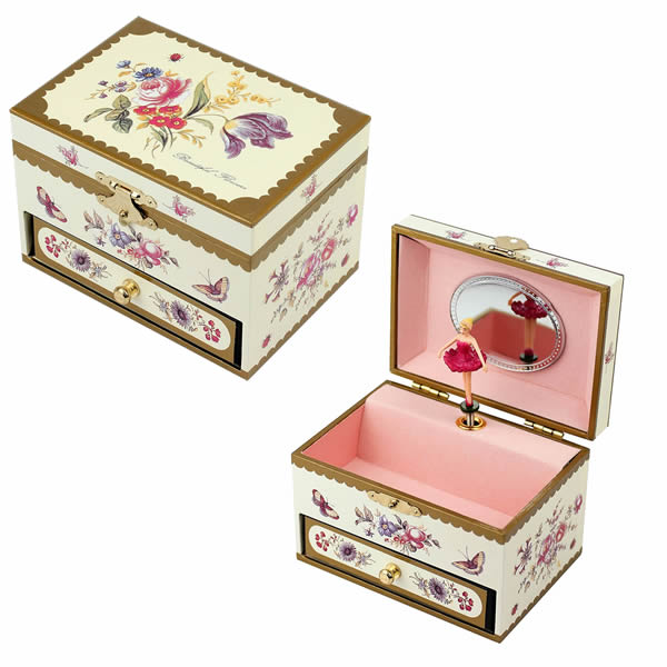 Personalised Girls Musical Jewellery Box - Romantic Flowers