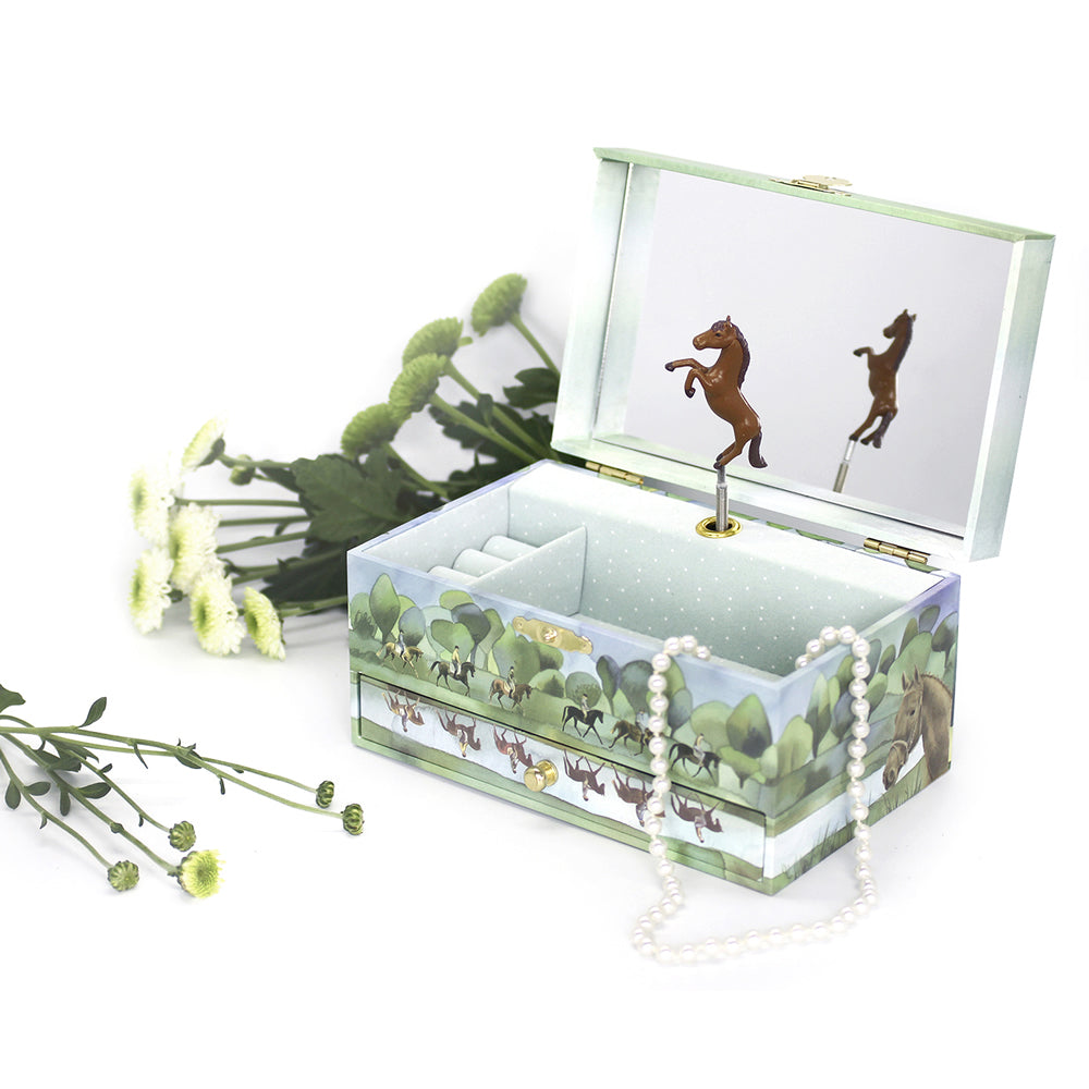 Normandy horses musical jewellery box