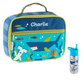 Personalised shark lunch bag and water bottle set
