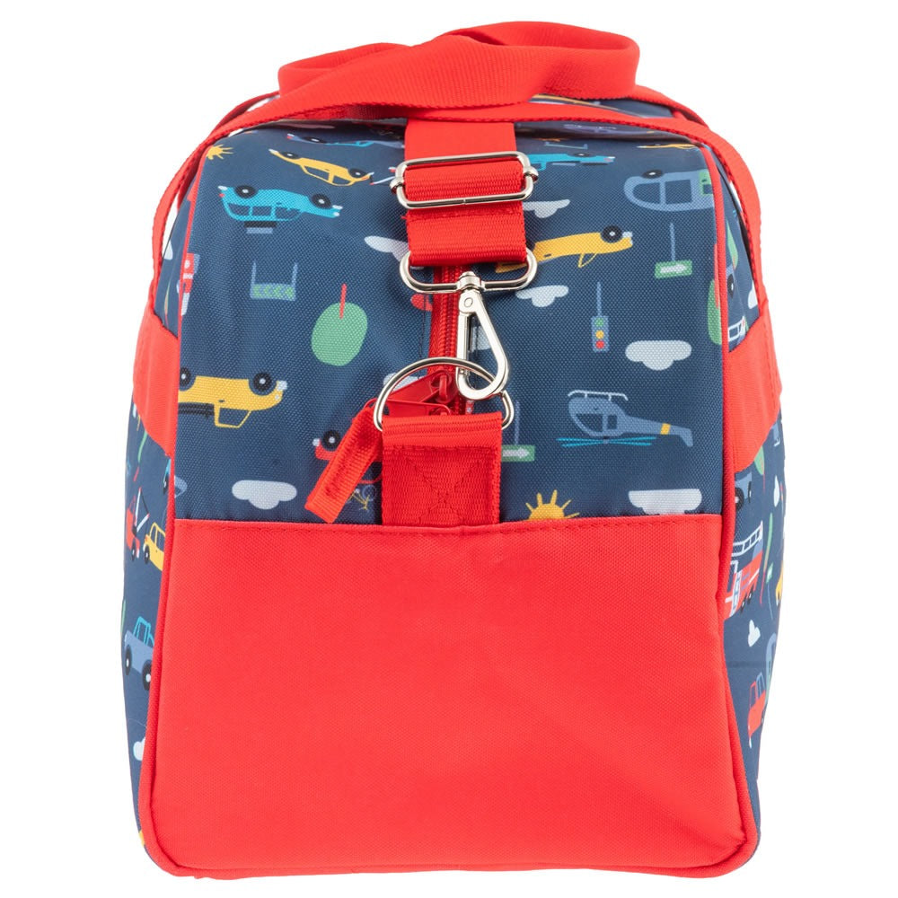 Side view of a transport duffle bag