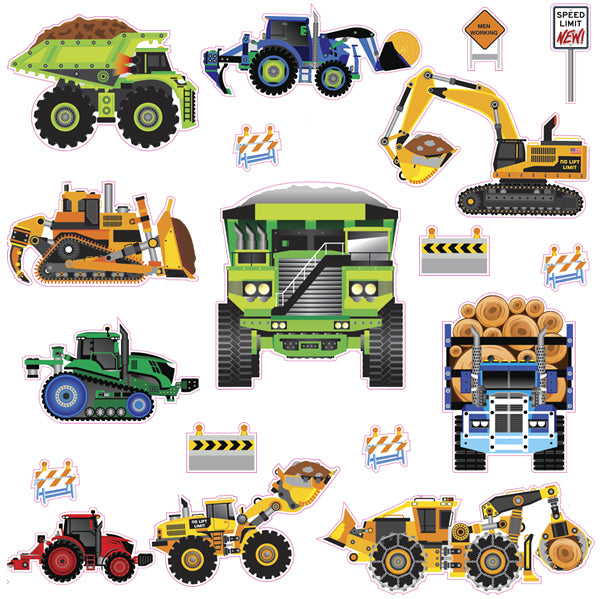 Construction vehicle nursery wall decals