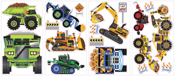 Construction vehicle wall decal set for children