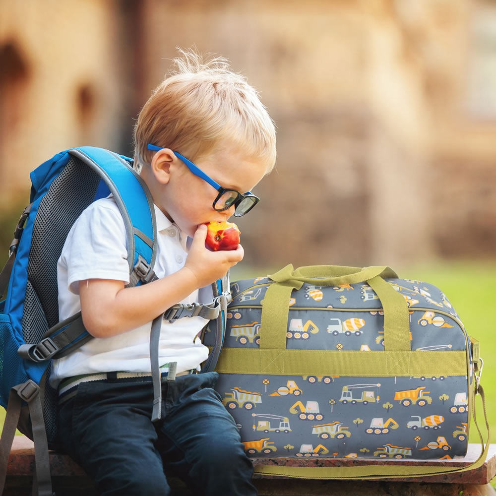 Construction duffle bag for boys