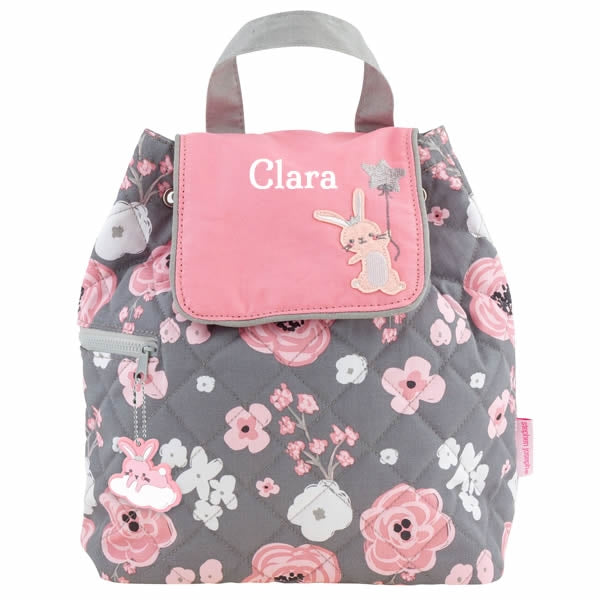 Grey toddler backpack with ballerina bunny toy