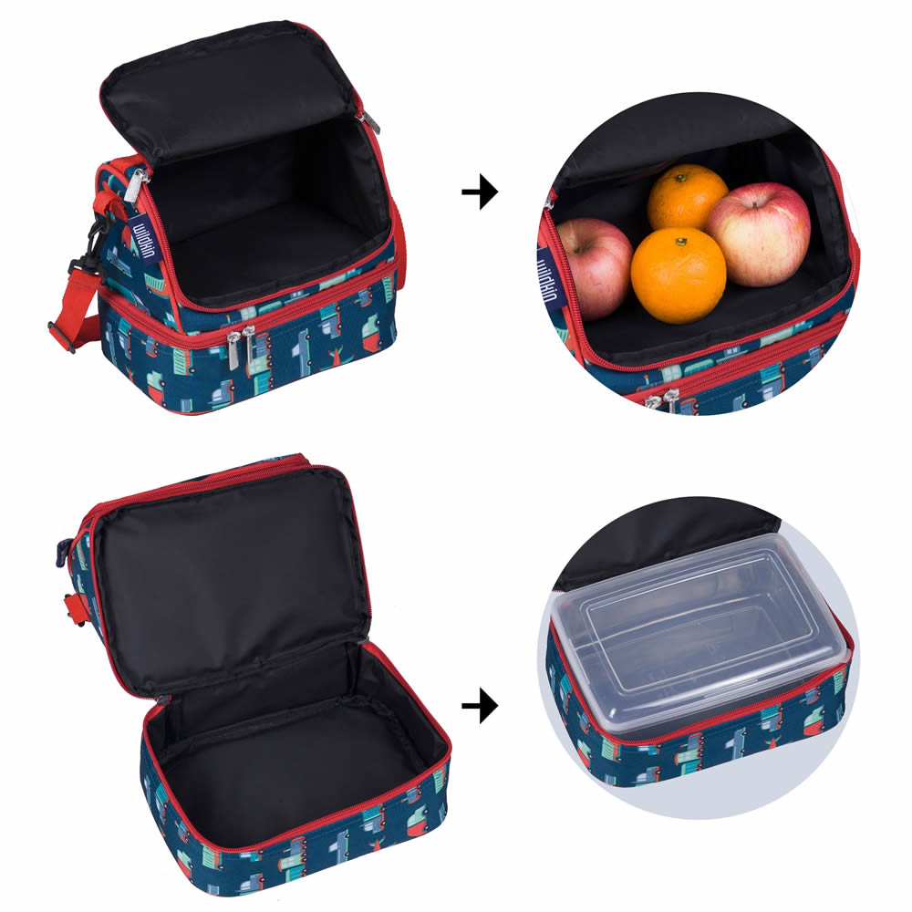 Inside of a transport lunch bag