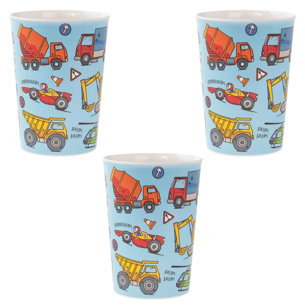 Set of three transport mugs for children