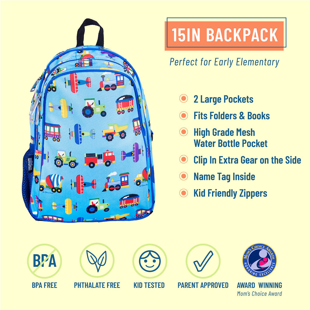 Transport-themed rucksack for kids
