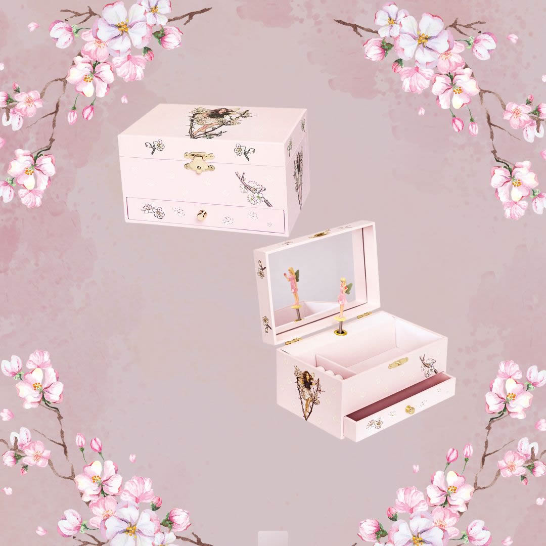 Personalised Girls Musical Jewellery Box - Fairy on Cherry Tree