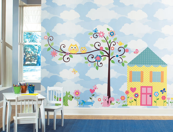 Scroll tree wall sticker for children