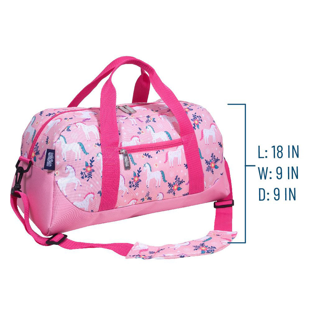 Inside of a magical unicorn duffle bag