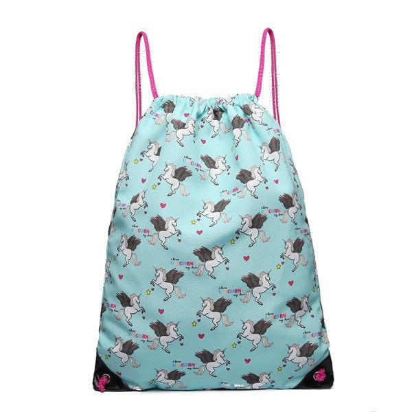 Blue unicorn PE bags for children