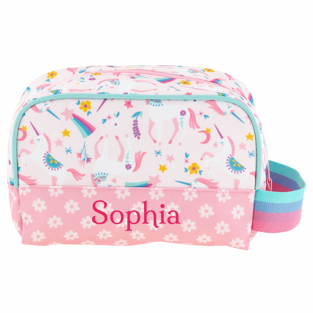 Personalised unicorn wash bag for children