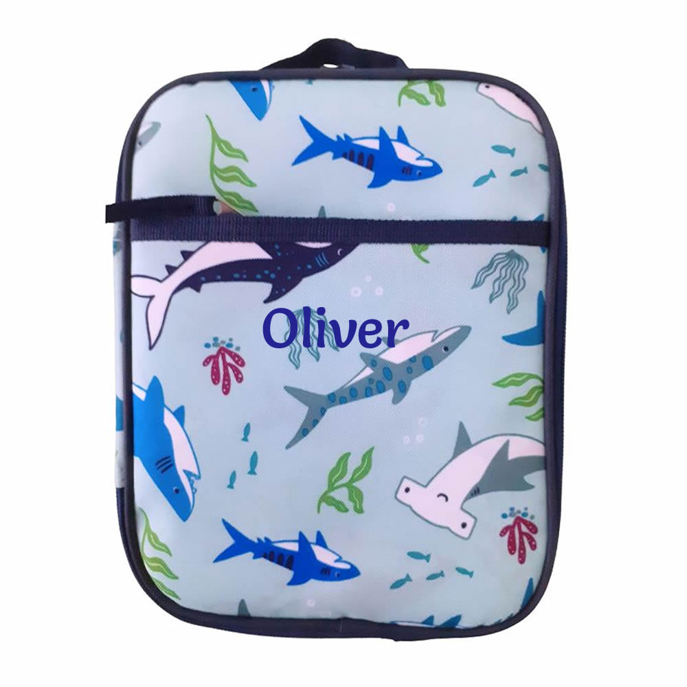 Personalised shark lunch bag for children