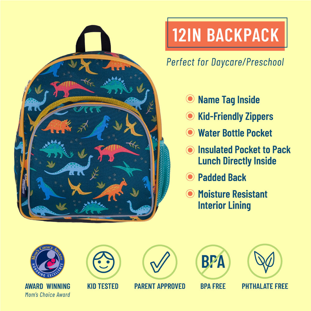 Back view of a Jurassic dinosaur toddler backpack