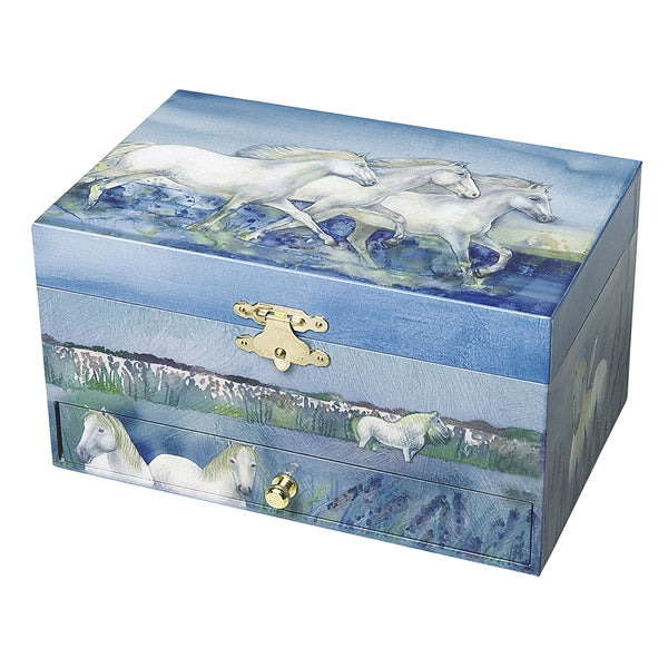 Children’s white horses jewellery box