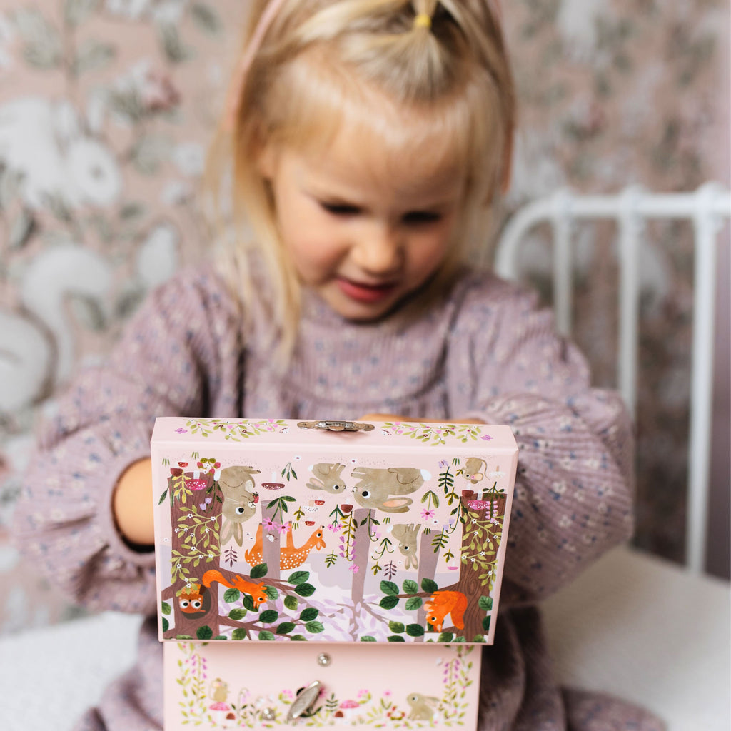 Personalised Girls Musical Jewellery Box - Woodland Bunny