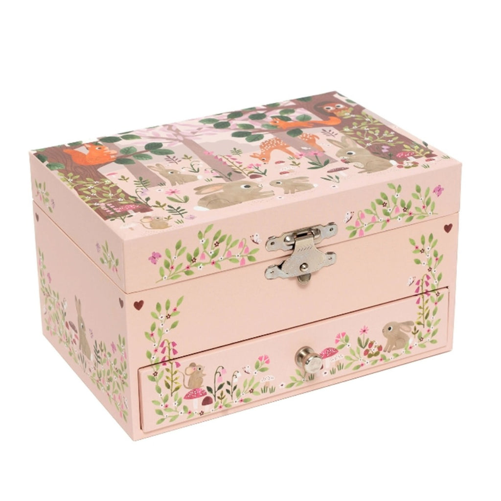 Closed woodland musical jewellery box